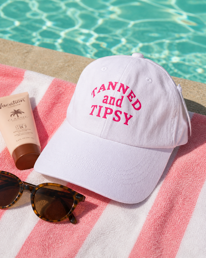 White Tanned And Tipsy Baseball Cap