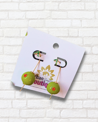 Dirty Martini Green Olive Earrings