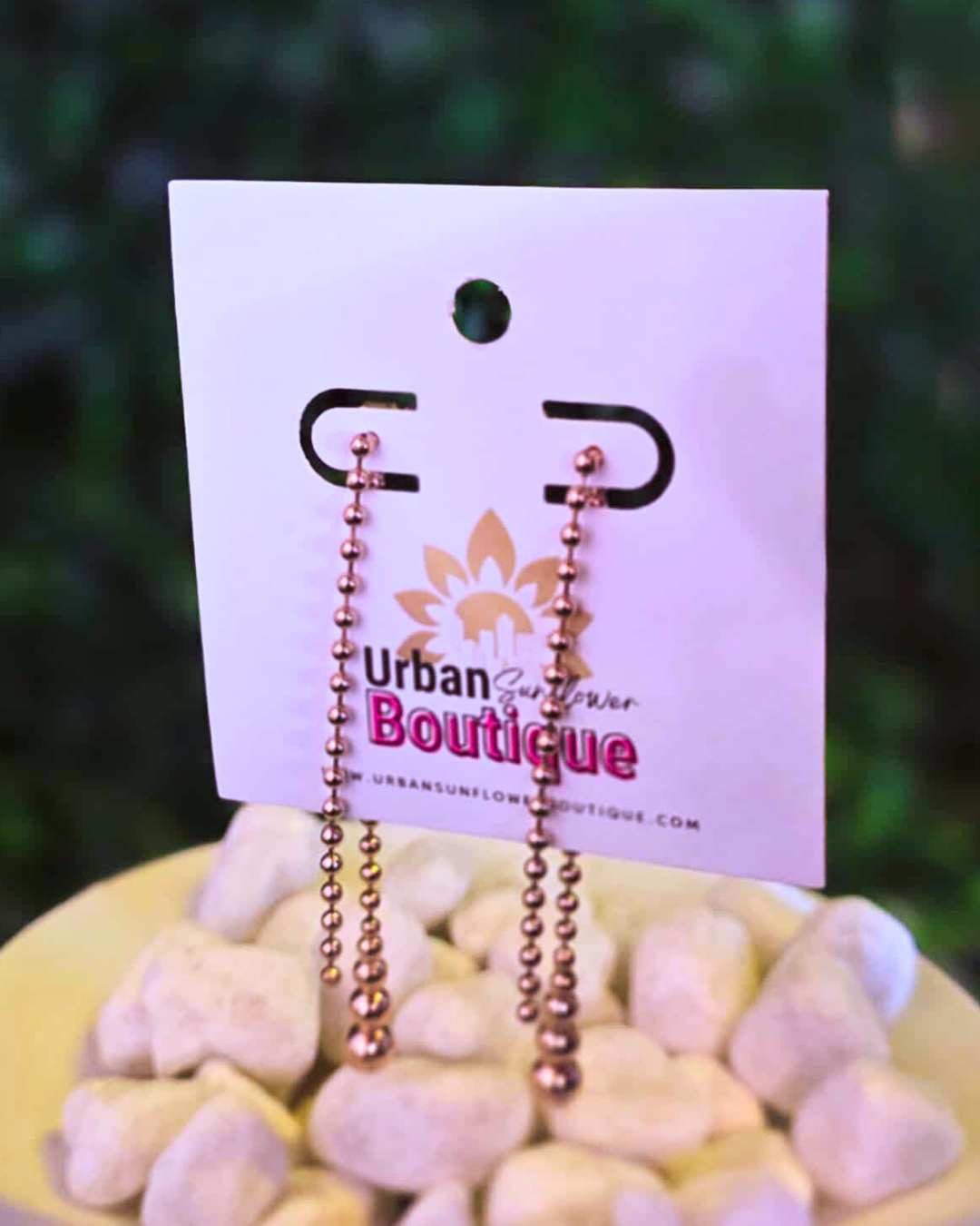 Gold Beaded Dangle Earrings