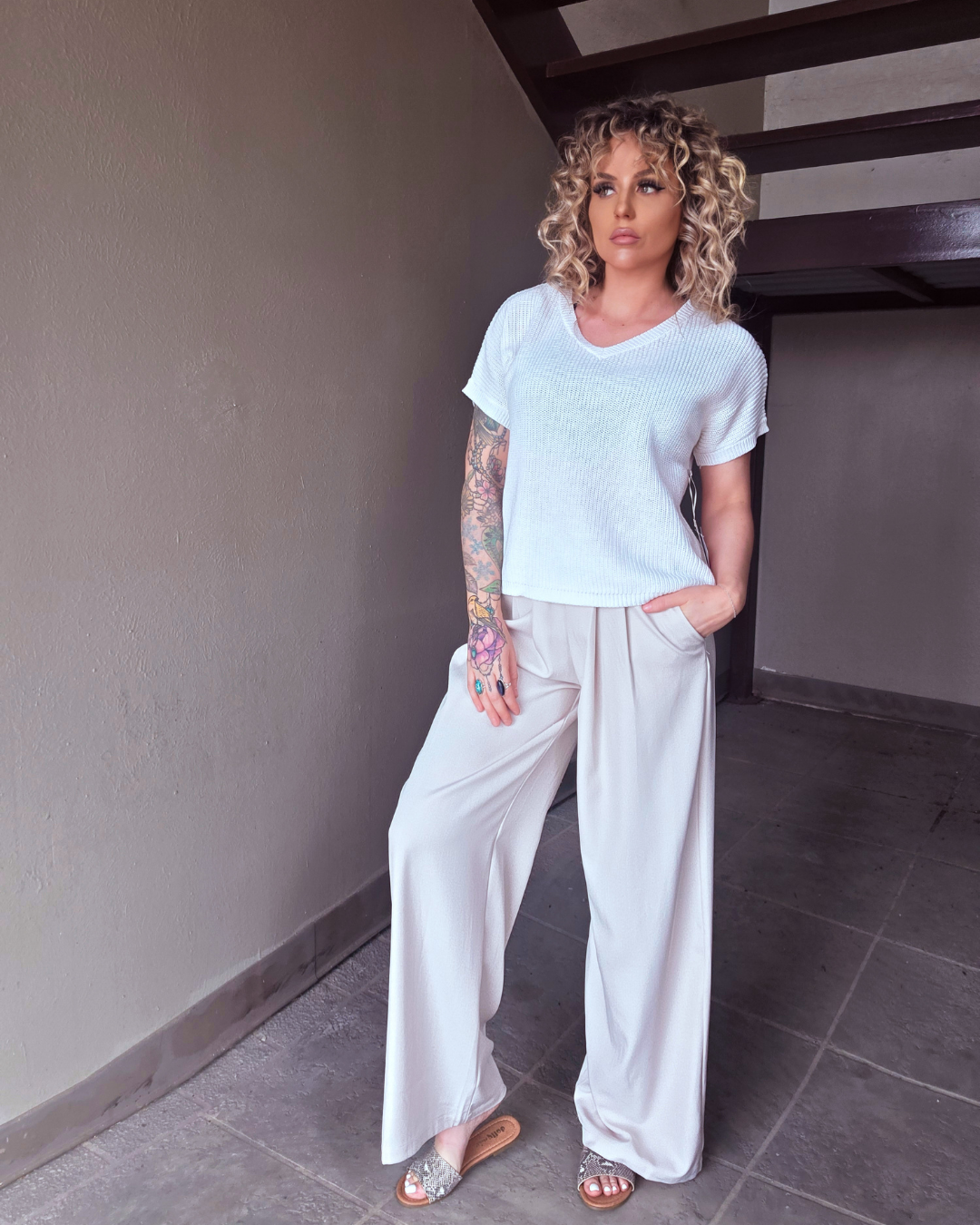 Vanilla Daydream Wide-Leg Trouser Pants