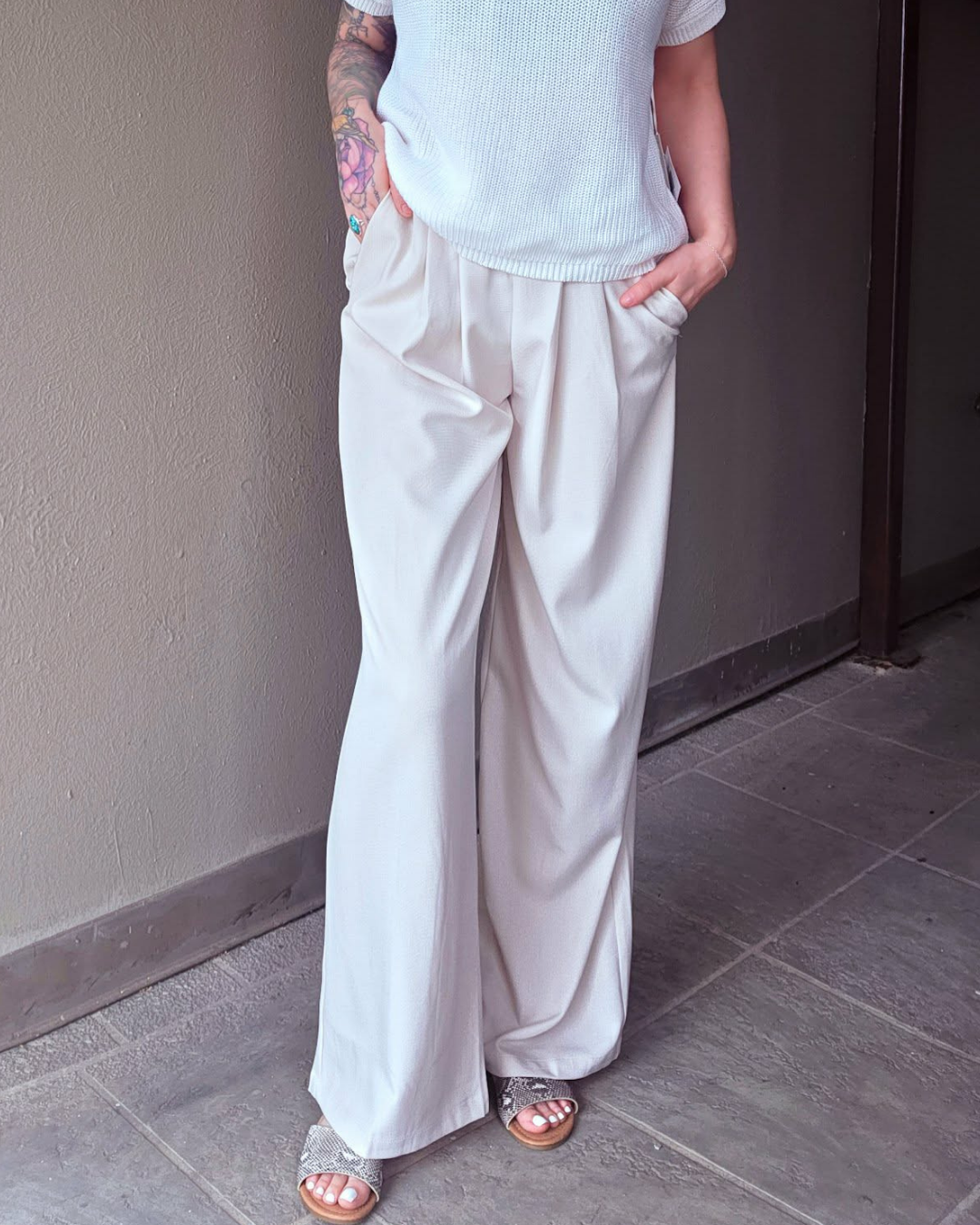 Vanilla Daydream Wide-Leg Trouser Pants