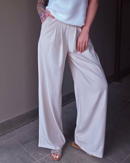 Vanilla Daydream Wide-Leg Trouser Pants