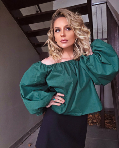 Emerald Enchantment Off- Shoulder Top
