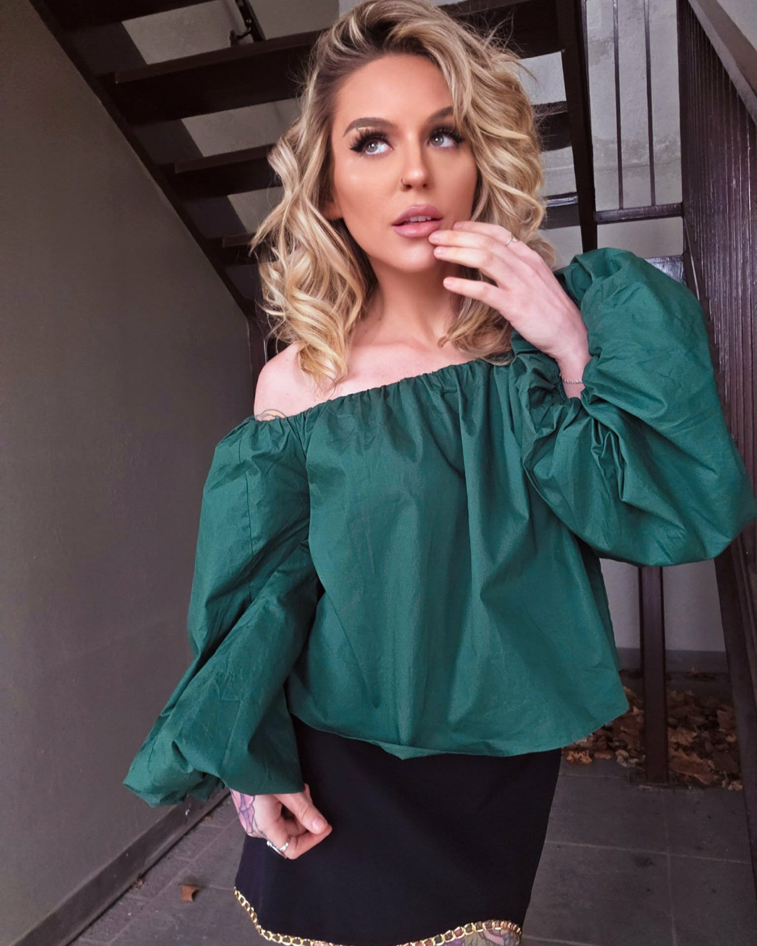 Emerald Enchantment Off- Shoulder Top