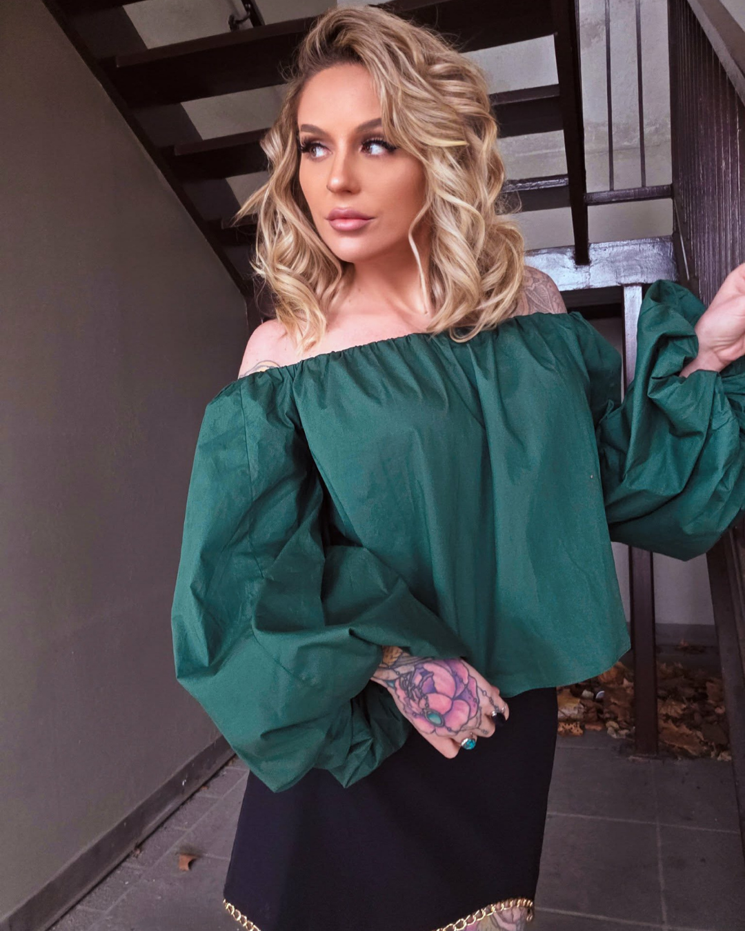 Emerald Enchantment Off- Shoulder Top