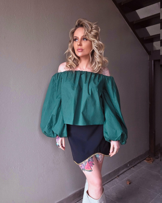Emerald Enchantment Off- Shoulder Top