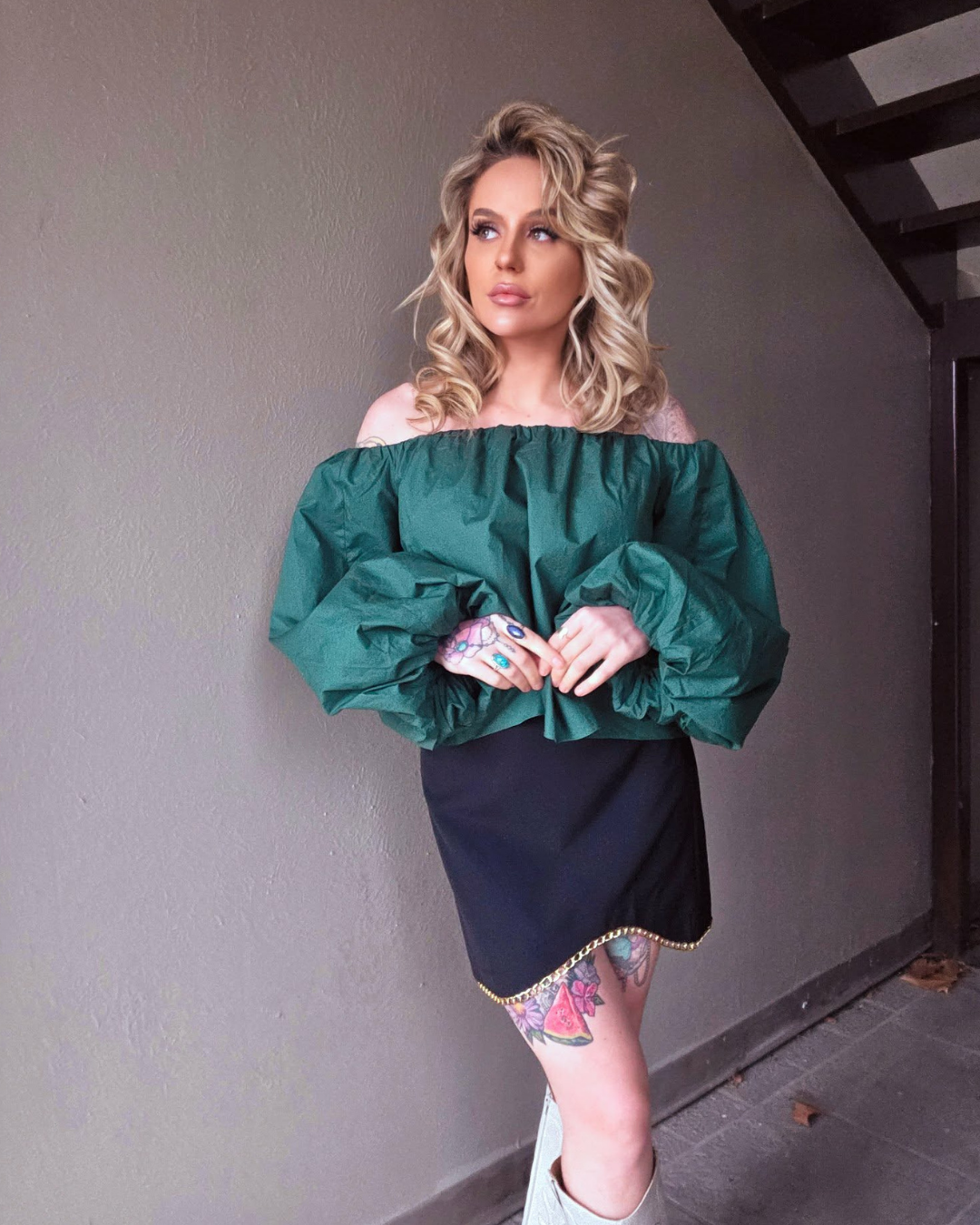 Emerald Enchantment Off- Shoulder Top