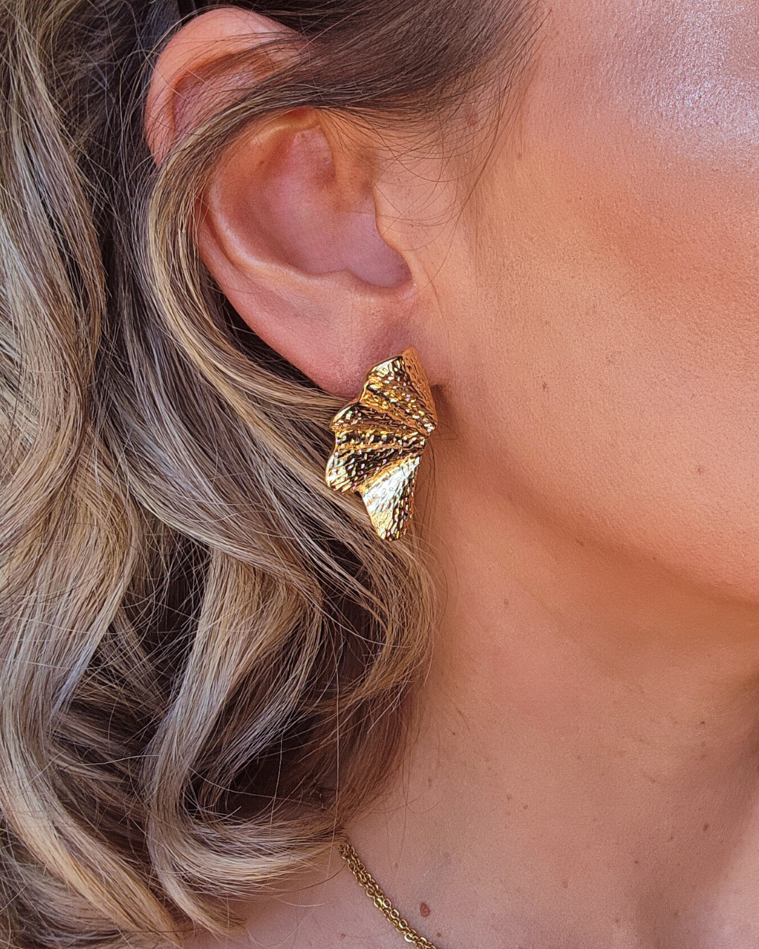 Golden Groove Fan Earrings