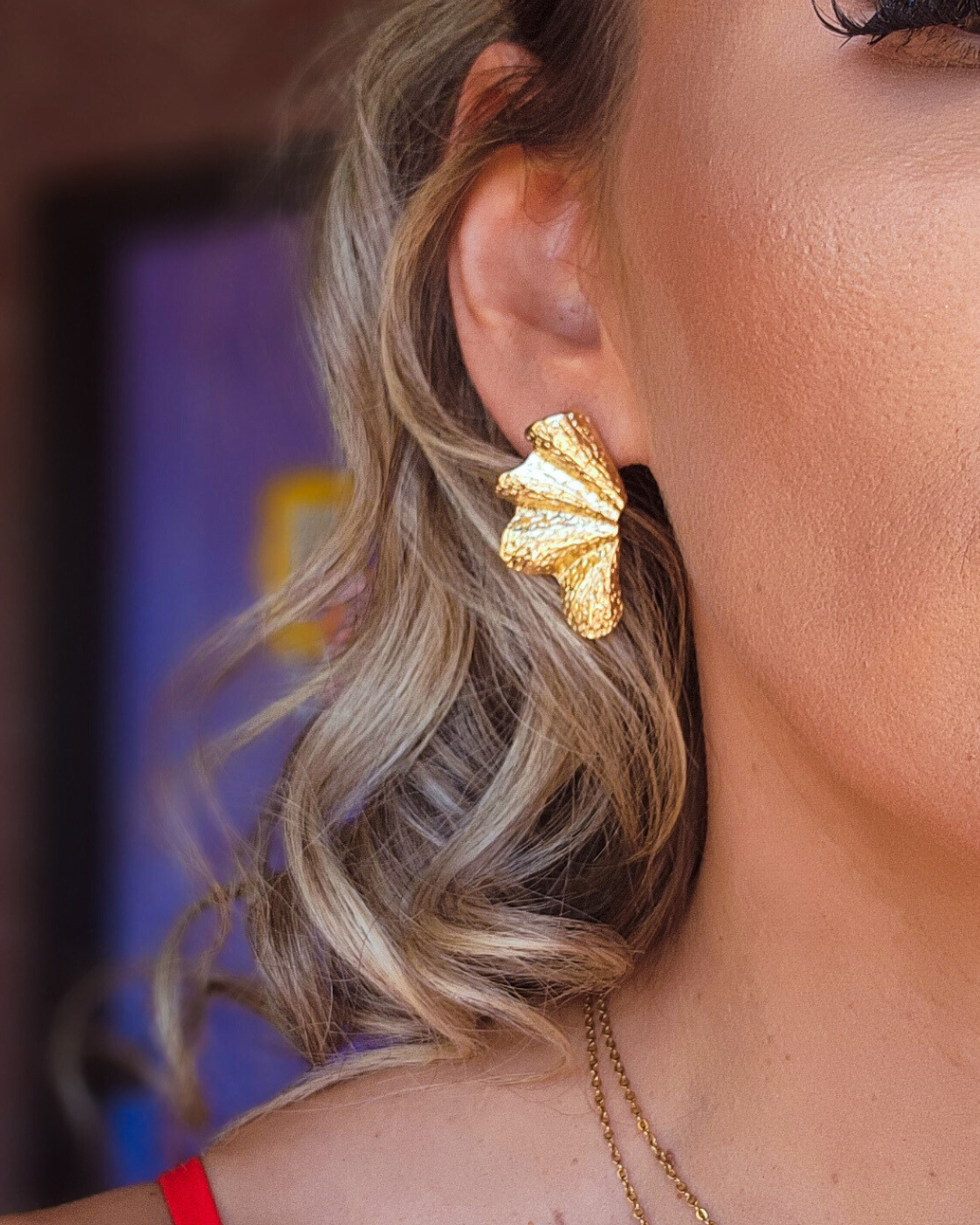 Golden Groove Fan Earrings