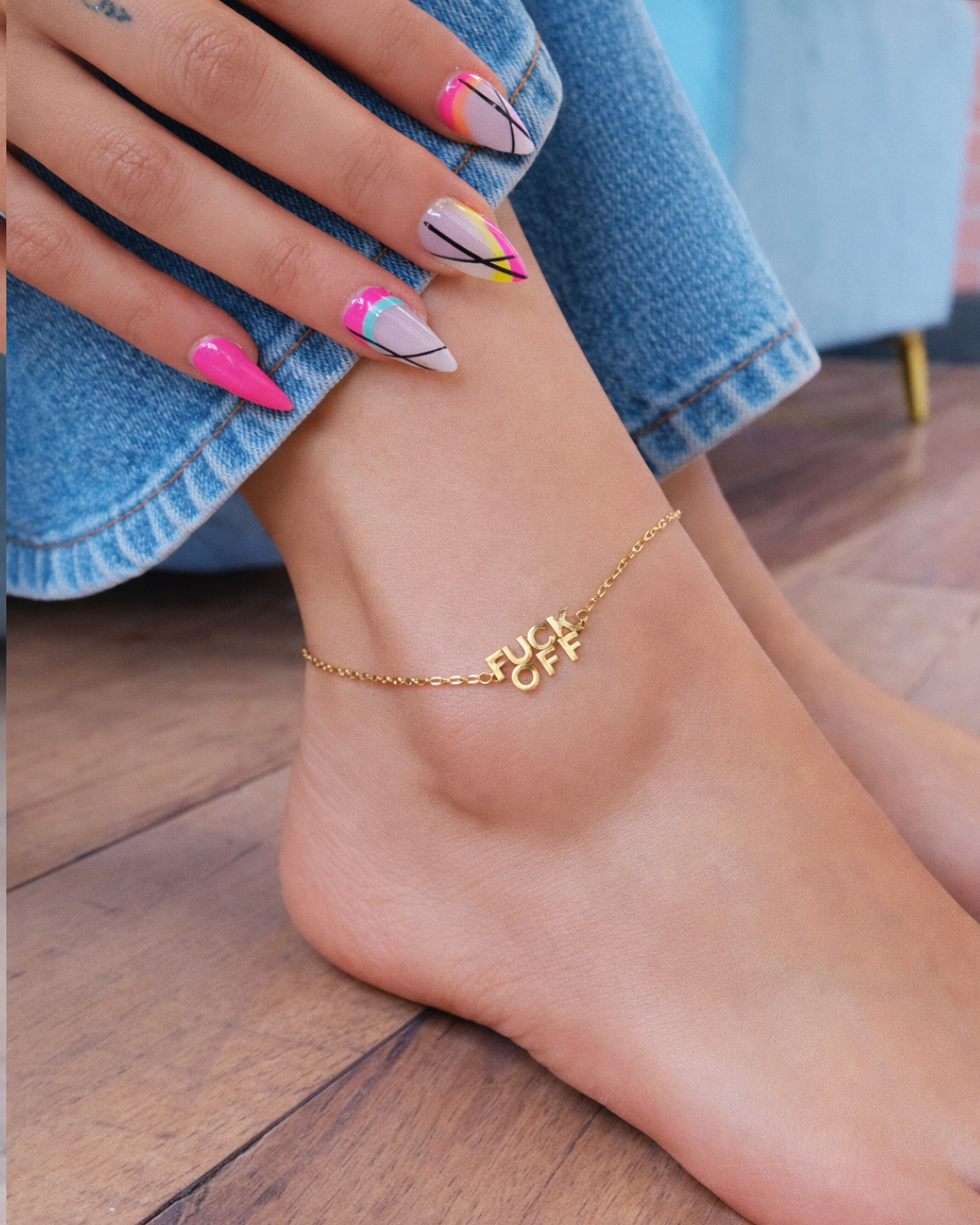 Gold Toned Fuck Off Anklet