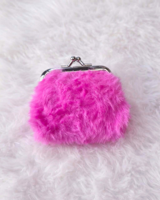 Hot Pink Fuzzy Coin Purse