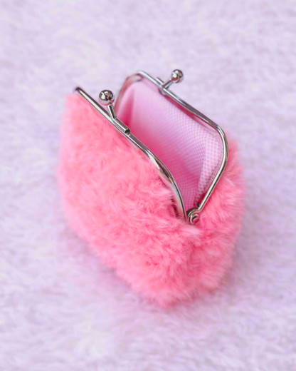 Coral Pink Fuzzy Coin Purse