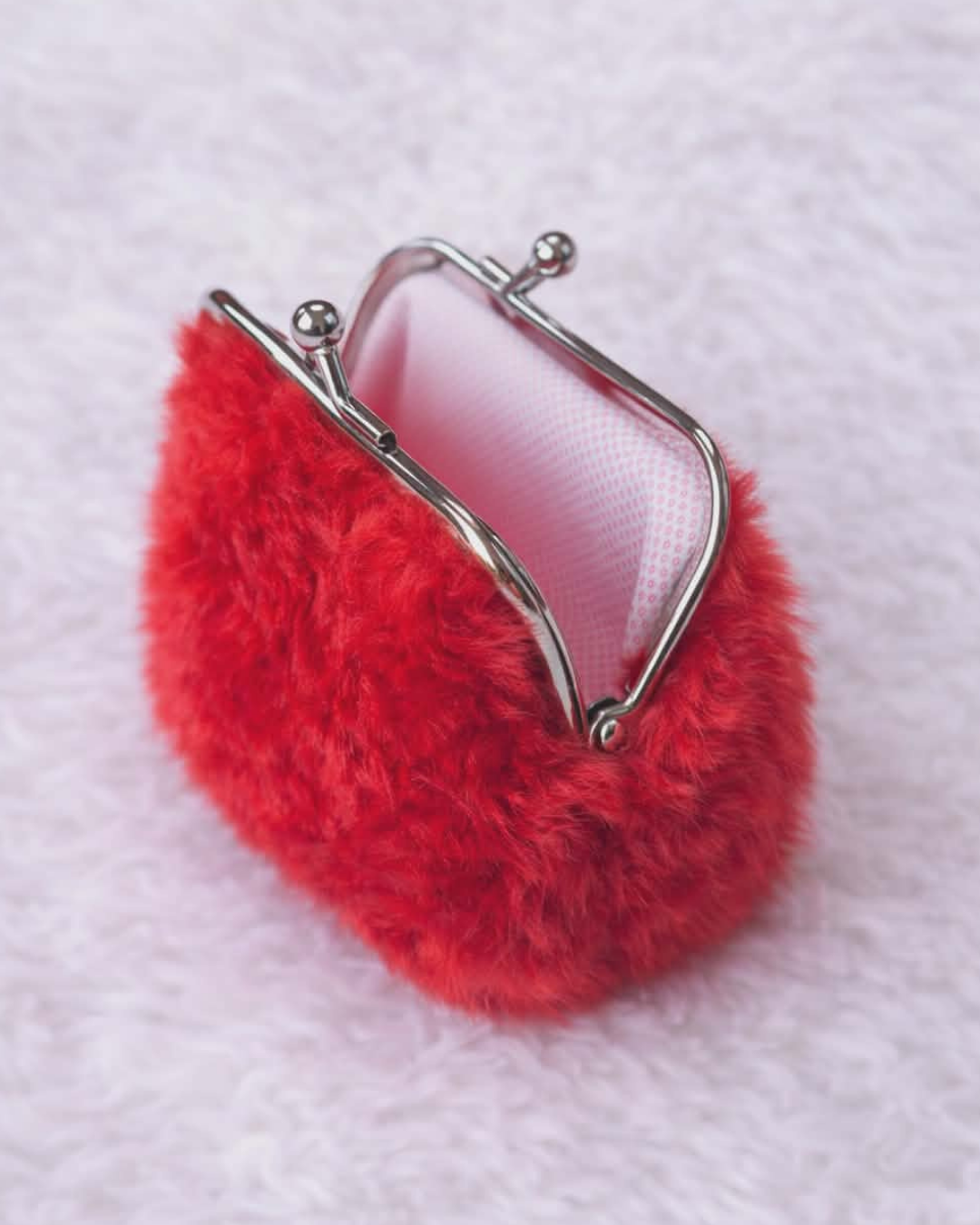 Red Fuzzy Coin Purse