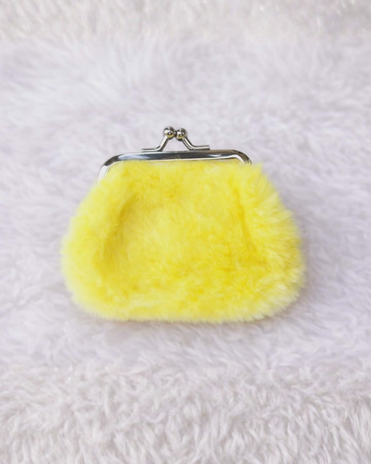 Yellow Fuzzy Coin Purse