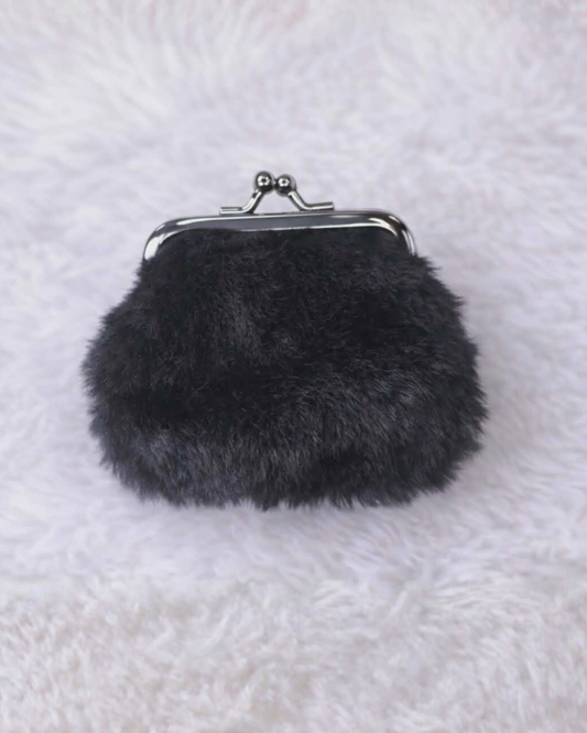 Black Fuzzy Coin Purse