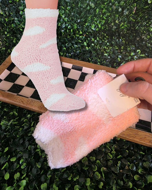 Fuzzy Pink Cloud Socks