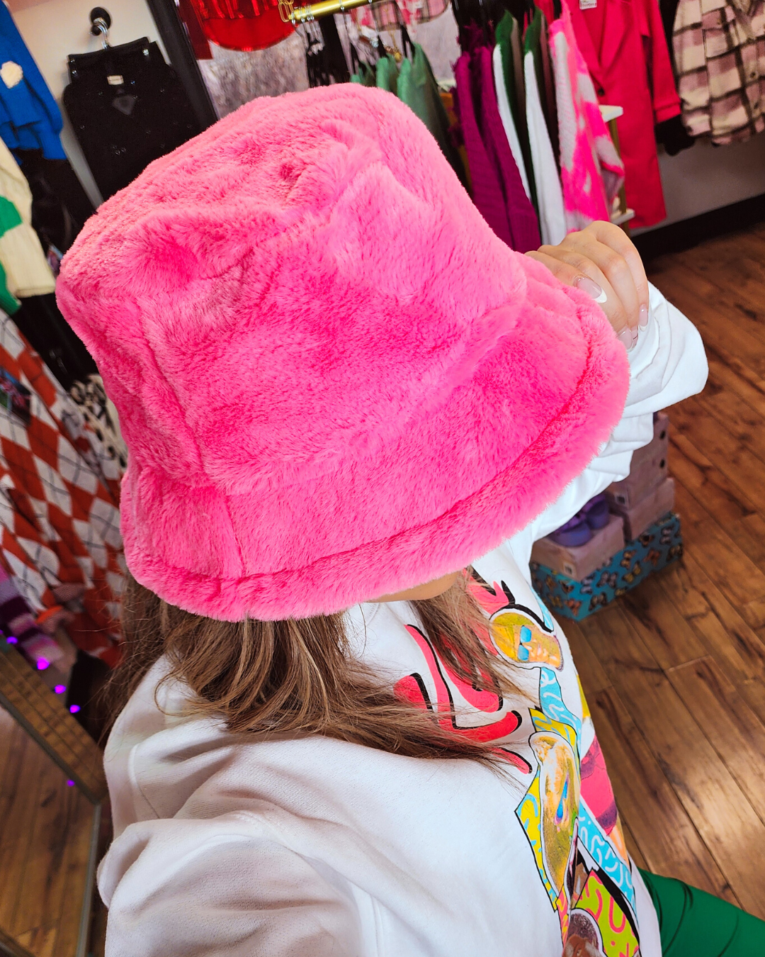 Fuzzy Hot Pink Bucket Hat