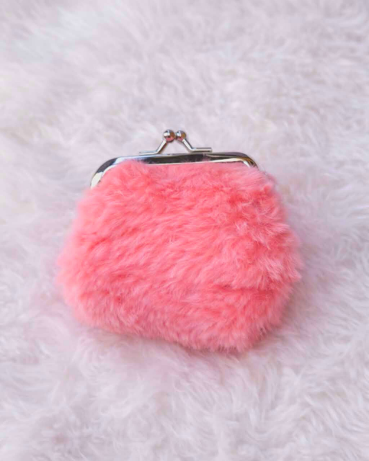 Coral Pink Fuzzy Coin Purse
