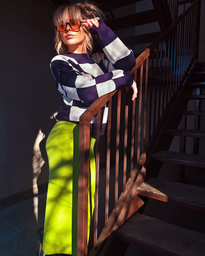 Matcha Green Ribbed Midi Skirt