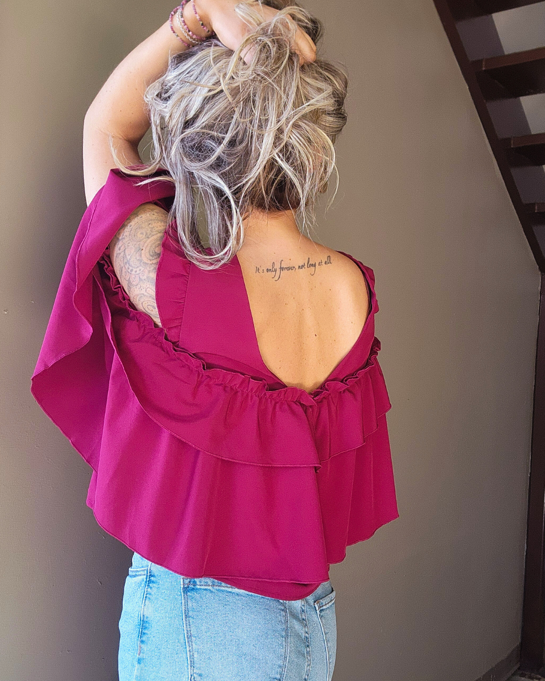 Crimson Harvest Ruffle Top