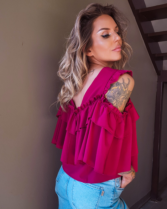 Crimson Harvest Ruffle Top