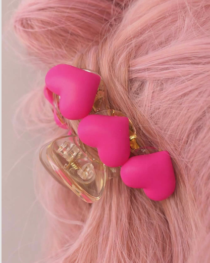 Pink Hearts Claw Clip