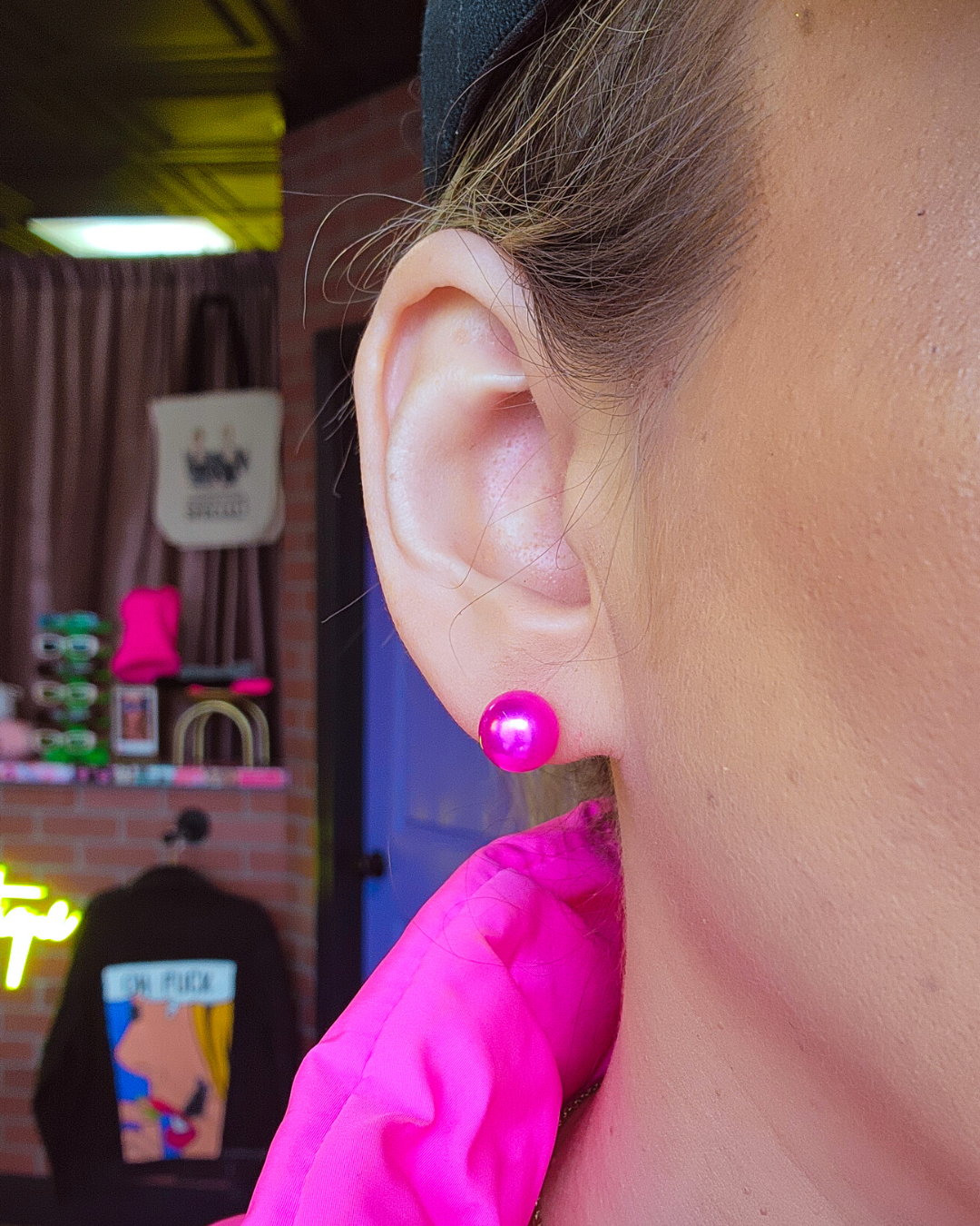 Hot Pink Chroma Spheres Earrings