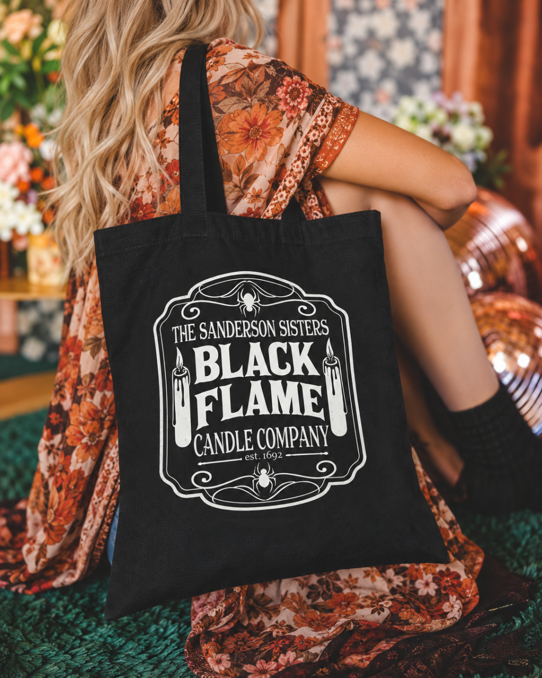 Black Flame Candle Hocus Pocus Tote