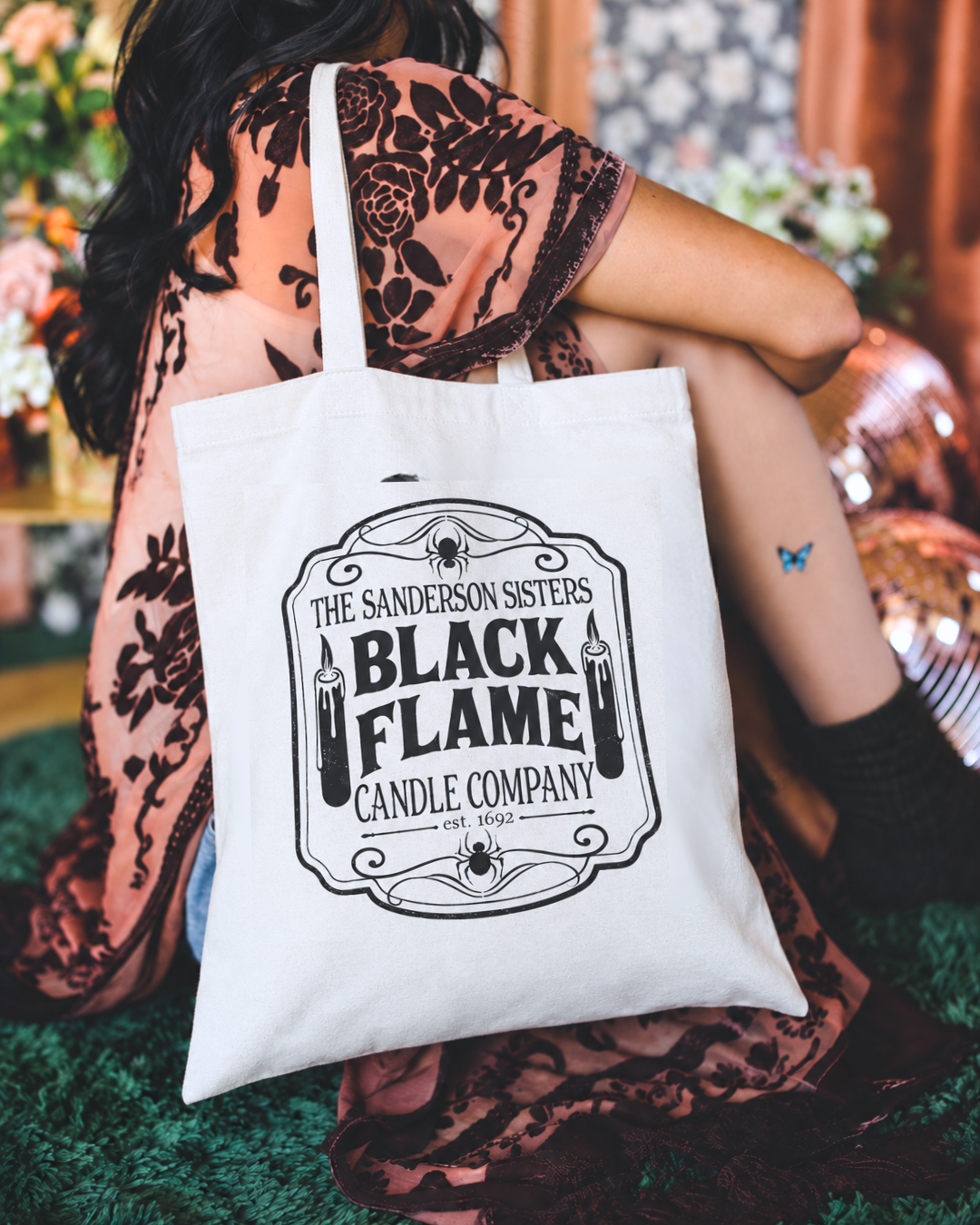 Black Flame Candle Hocus Pocus Tote
