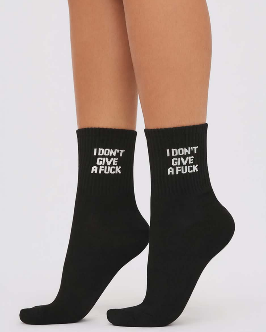 I Don't Give a Fuck Black High-top Socks