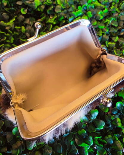 Large Fuzzy Cheetah Print Coin Purse
