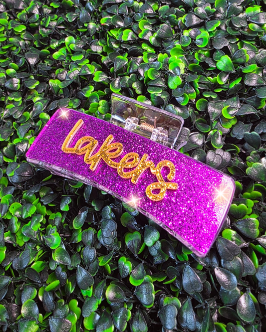 Large LAKERS Glitter Claw Clip