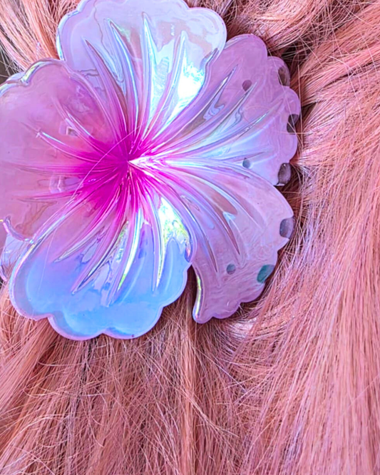 Lilac Hawaiian Flower Claw Clip