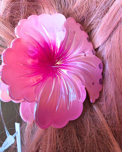 Pink Hawaiian Flower Claw Clip