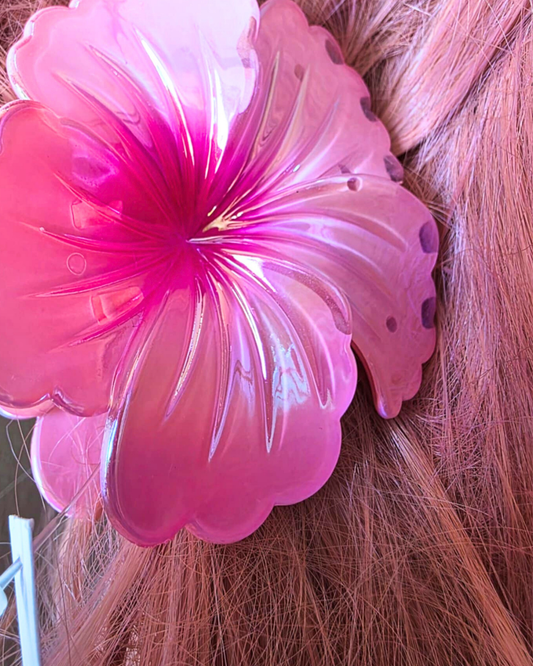 Pink Hawaiian Flower Claw Clip