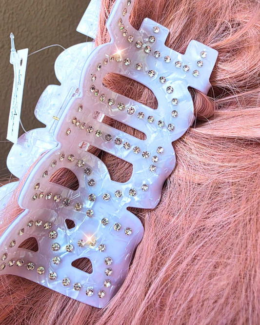 White Rhinestone Bride Claw Clip