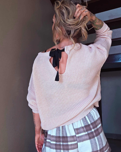 Pretty In Blush Bow Back Sweater