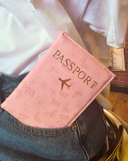 Pink Butterfly Passport Cover