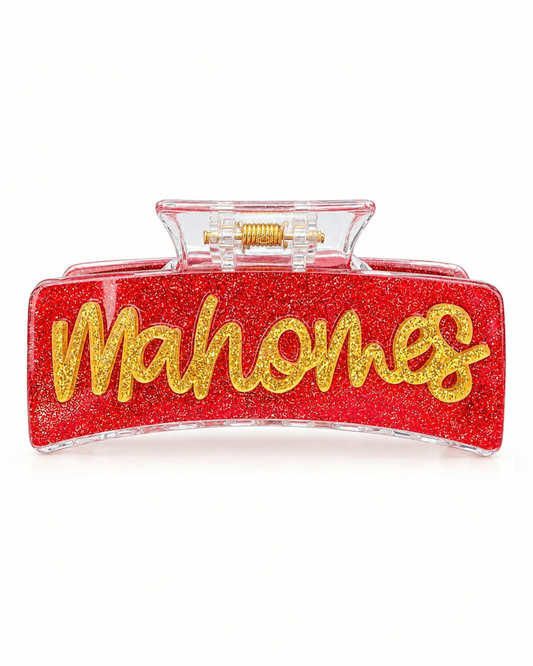 Large Mahomes Glitter Claw Clip