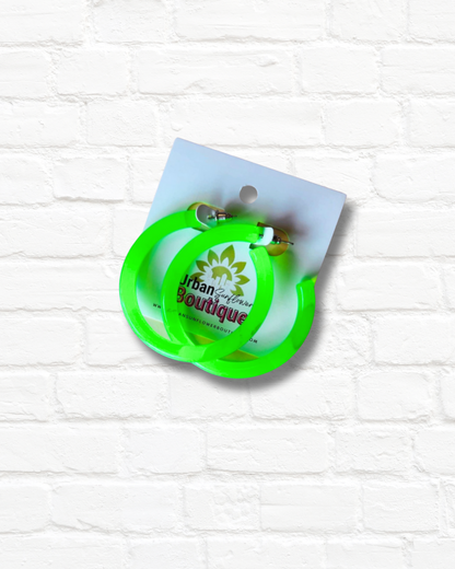 Neon Green Hoop Earrings