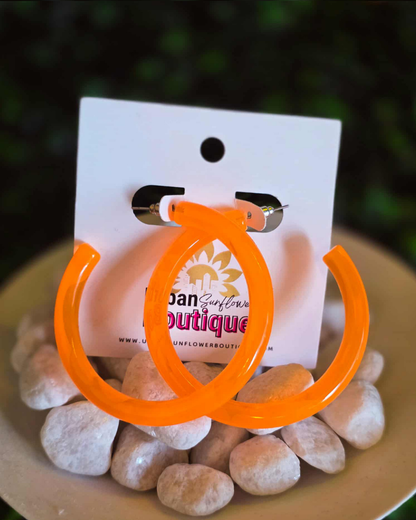 Neon Orange Hoop Earrings