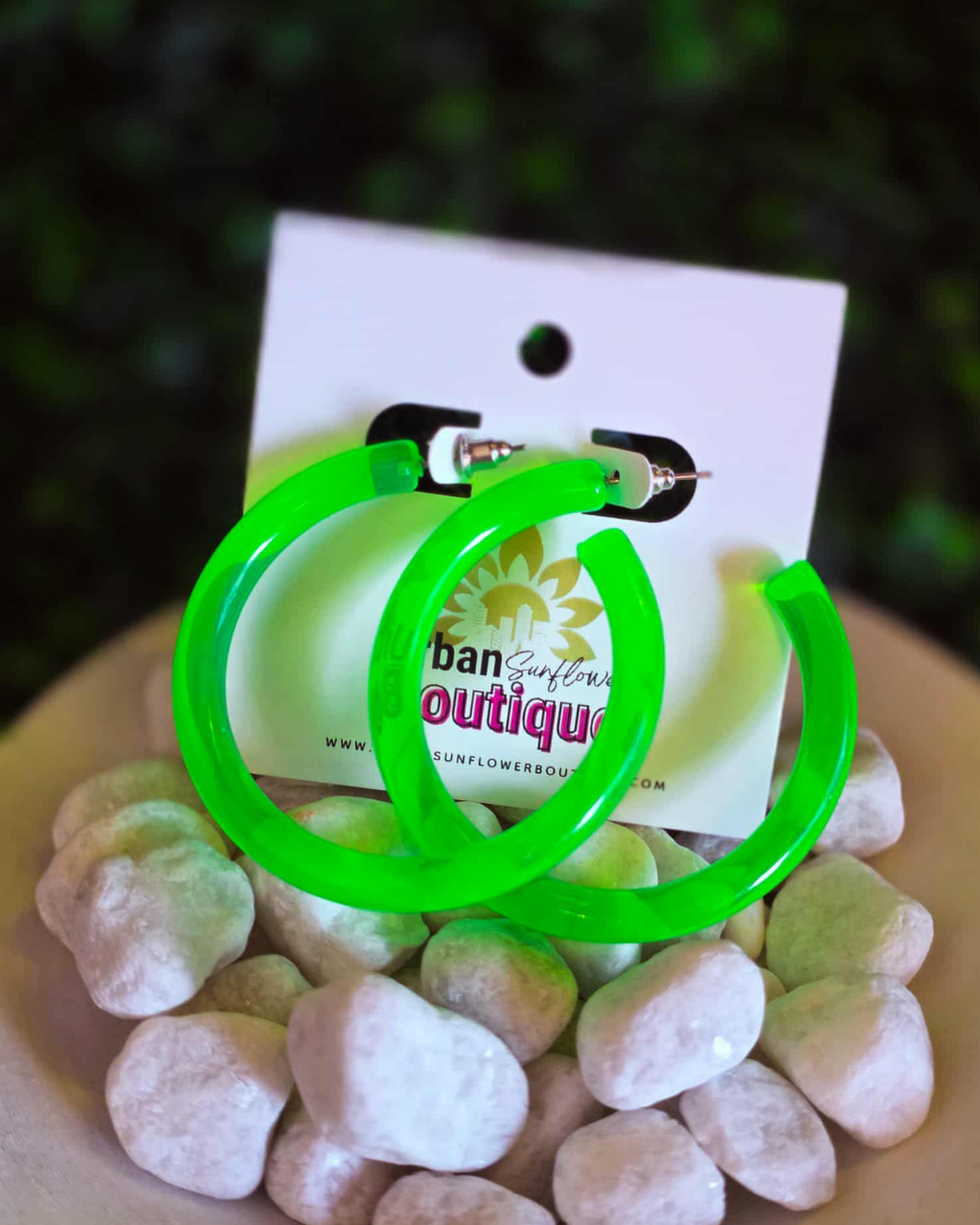 Neon Green Hoop Earrings