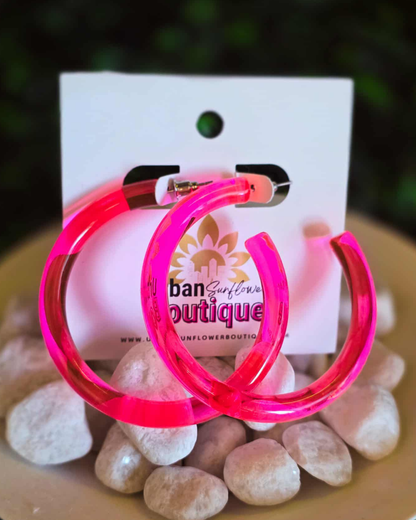 Neon Pink Hoop Earrings