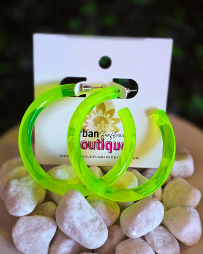 Neon Yellow Hoop Earrings