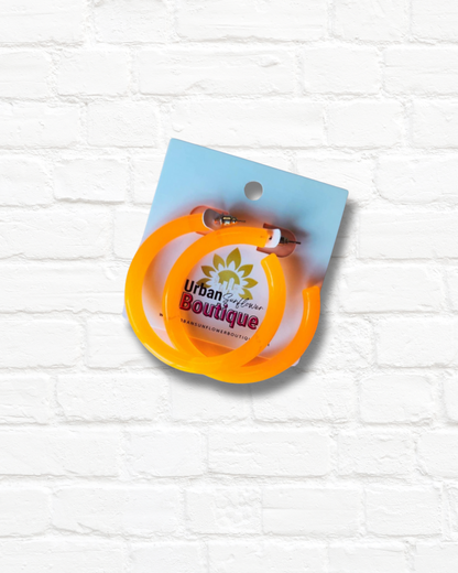 Neon Orange Hoop Earrings
