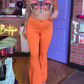 Latest Flame Stretch Bell Bottoms -Orange