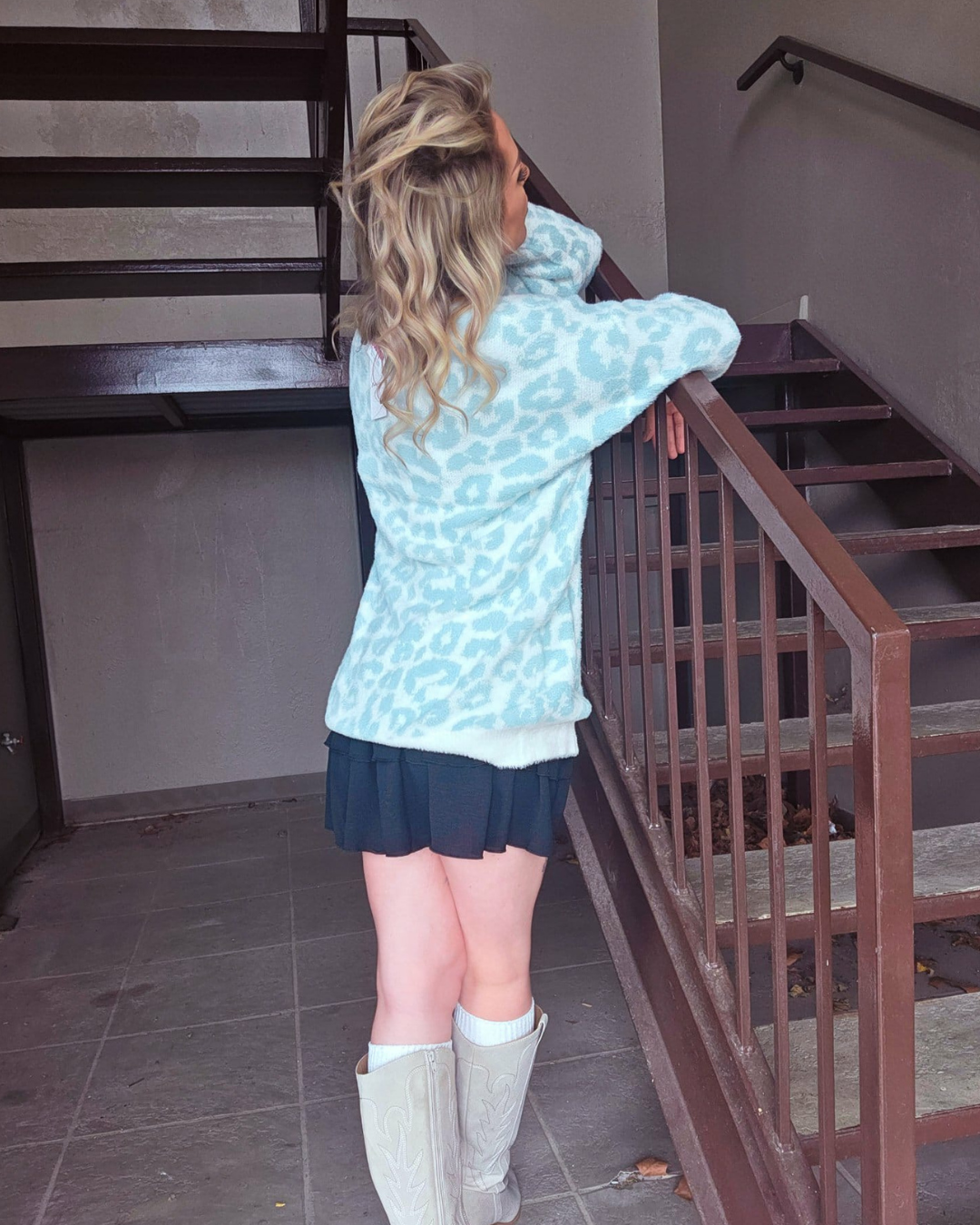 Fuzzy Snow Leopard Oversized Sweater