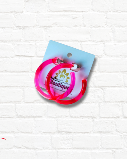 Neon Pink Hoop Earrings