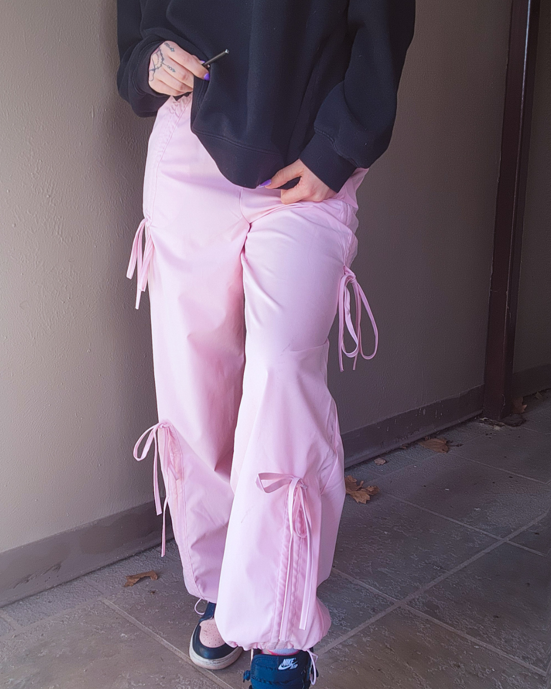 Wherever I Go Pink Bow Cargo Pants