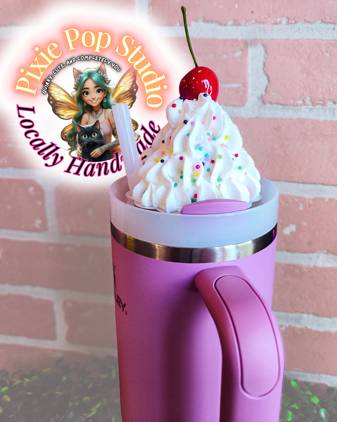 PIXIE POP Cherry Sprinkle Whipped Cream 40oz Stanley Topper